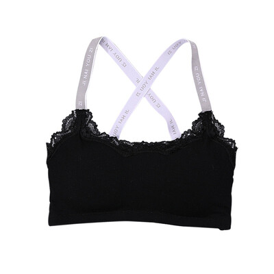 

Women Crop Tops Sexy Lace Bra Camisole Camis Solid Colors Underwear Letters Print Strappy Padded Bra Tops Cotton Vest Tank Top