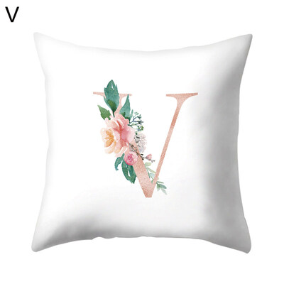 

English Letter Leaf Flower Pillow Case Cushion Cover Sofa Bed Car Office Decor