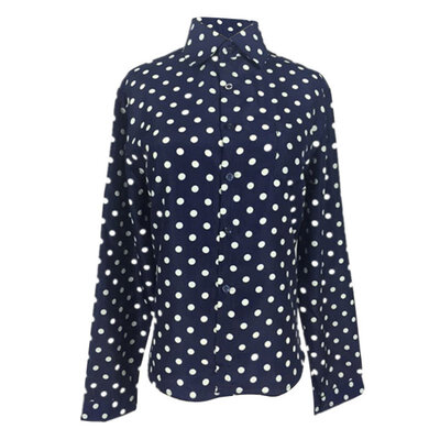 

Women Casual Blouses Summer Lady Polka Dots Vintage Style Blouse Long Sleeve Turn Down Collar Clothing Blusas Shirt