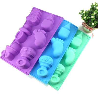 

6 Cavity Silicone Baby Chocolate Cookie Mould Baking Ice Cube Jelly Cake