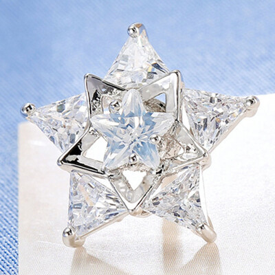 

New Arrival Exquisite Zircon Five-pointed Star Collar Flower Collar Pin