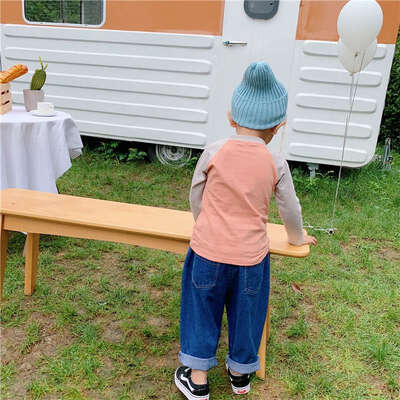

New Autumn Clothes Kids Cute Stitching Cartoon Print Outwears Boys Girls Round Collar Long Sleeved Cotton T-Shirt Clothing 2-8Y