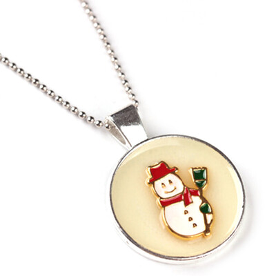 

Cute Christmas Cartoon Snowman Pendant Necklace Best Christmas Gift