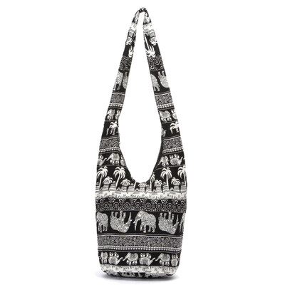 

Bohemian Women Ethnic Printed Zipper Shoulder Hobo Bag Gypsy Cotton Tote Pouch