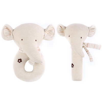

2Pcs Baby Rattle Squeaky Toy Plush Soft Hand Bell Set Cartoon Stuffed Animal Educational Activity Toys Rabbit