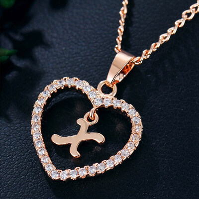 

Womens Heart Pendant Necklace with Cubic Zirconia&Letter Pendant Necklace Gift for Women or Girls
