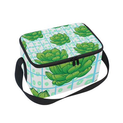 

ALAZA Lunch Box Insulated Green Succulents Lunch Bag Large Cooler Tote Bagfor Men Women