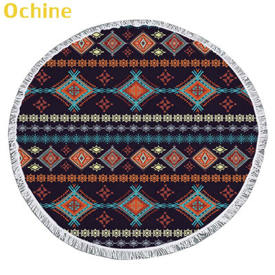

150cm Summer Swimming Bath Towel Bohemian Pattern Round Microfiber Fringed Beach Towel Mat Carpet Blanket