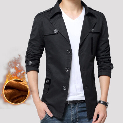 

Toponeto Mens Autumn Winter Casual Fashion Pure Color Jacket Button Outwear Coat Tops