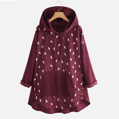 

Tailored Womens Plus Size Cartoon Patchwork Button Christmas Hoodie Top Sweater Blouse