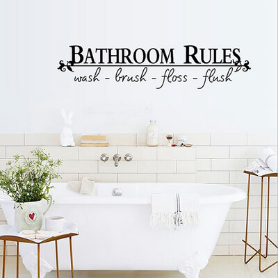 

Fashion Creative English Language BATHROOM RULES PVC Art Wall Stickers Home Decoration For Bathroom Room