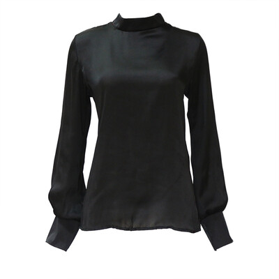 

Elegant Lady Chiffon Blouse Women Long Sleeve Turtleneck Work Wear Shirts Tops Casual Solid Blusas