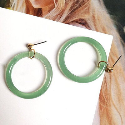 

1 Pair Acrylic Ear Studs Translucent Large Circle Ear Drop Unique Trend Trendy