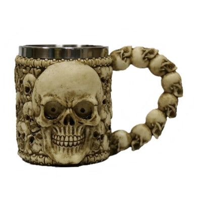 

Household Personality Halloween 3D Stainless Steel Skull Decor Coffee Mike Gothic Cup