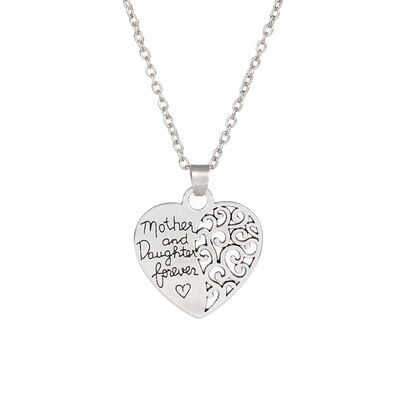 

Sweet Letter Love Heart Shape Pendant Vintage Statement Chain Mother&Daughter Adjustable Gift Necklace