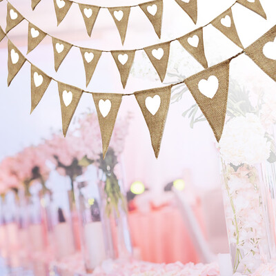 

Jute Rope Flax Triangular Birthday Party Linen Love Heart Flags Pennant Flag Banner Wedding Home Decor Event Supplies Burlap