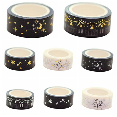 

1 Roll Sliver And Gold Color Bronzing Washi Paper Decorative Adhesive Tape With Cute Pattern For DIY Home Arts Crafts&Gift