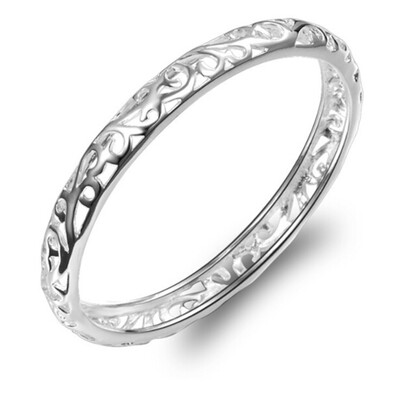 

Stunning 925 Sterling Silver Filled 7MM Lovely Hollow Filigree Bracelet