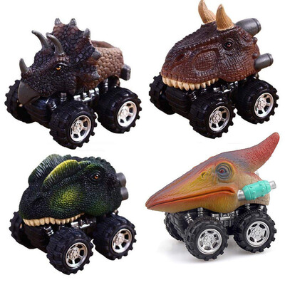 

YIWULA4PCS Animal Children Gift Toy Dinosaur Model Mini Toy Car Gift Pull Back Car Toy