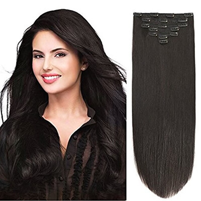 

BHF Hair Clip In Hair Extensions Remy Hair Straight Weave Full Head 7piecelot 85g 1B