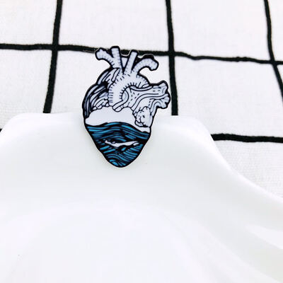 

Cartoon Ocean Heart Art Brooch Heart Shape Collar Pin Fashion Clothes Accessories