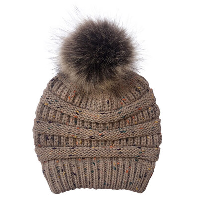 

Winter Warm Knitted Beanie Hat Pom Poms Fur Ball Cap For Women Girls Outdoor Ski Cap