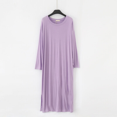

Pregnant Women Loose Modal Nightdress Ladies Long-sleeved Dress Large Size Long Night Dress
