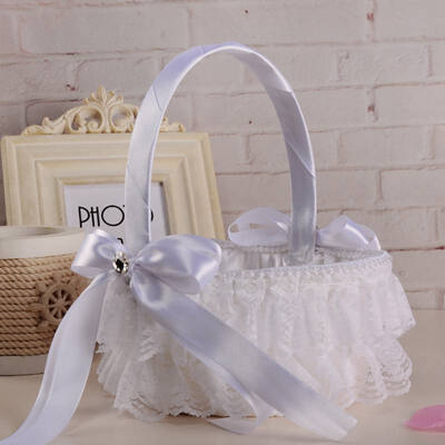 

Romantic Basket Wedding Decor Collection Flower Basket Satin Rose Petals Holder for Wedding Party Decoration