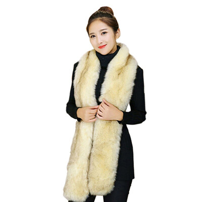 

Women Scarf Winter Warm Faux Wool Collar Stole Long Shawl Solid Color Soft Year