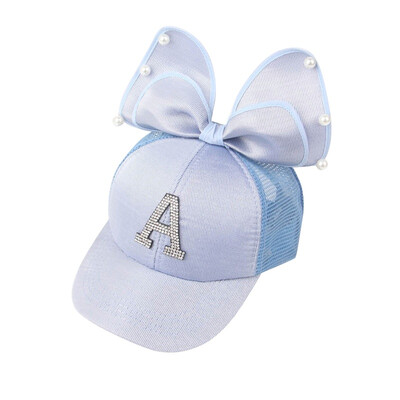 

New Girls Children Sequins Letter Print Caps Hats Child Adjustable Sun Protection Casual Bowknot Design Visors