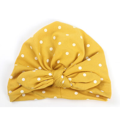 

WEIXINBUY 1 PC Sweet Dot Baby Girl Hat with Bow Candy Color Baby Turban Cap for Girls Elastic Infant Accessories so cute