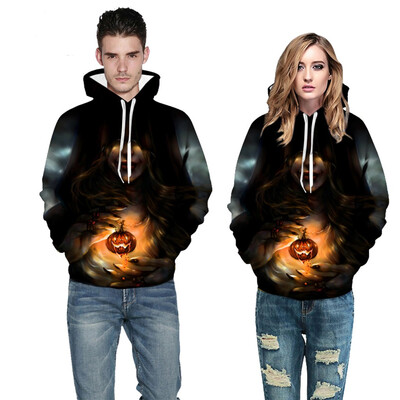 

Toponeto Couples Scary Halloween 3D Printed Party Long Sleeve Hoodie Sweatshirt Top