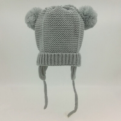 

Children Wool Double Ball Earmuffs Hat Winter Warm Kids Supplies