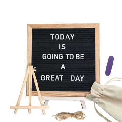 

Letters Symbols Changeable Wooden Message Board DIY Square Felt Plaque Adjustable Letter Signs Board Home Decoration