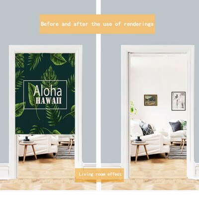 

Plant Green Leaves Printed Japanese Style Doorway Curtain Hanging Tapestry For Home Decoration