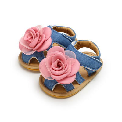 

Summer floral Newborn Baby Shoes Pram Crib First Walkers Hollow Soft Rubber Soled Outdoor PU Leather Girl Boy Shoe