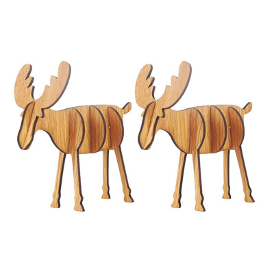 

Tailored Wooden DIY Mini Elk Desktop Ornaments Merry Christmas Party Decor 2PCS Large
