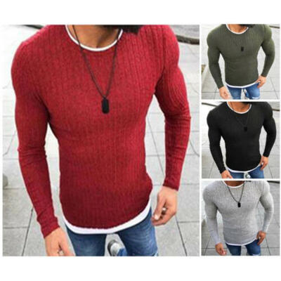 

Mens Winter Slim Turtleneck Nice Sweater Round Neck Warm Jumper Casual Pullover