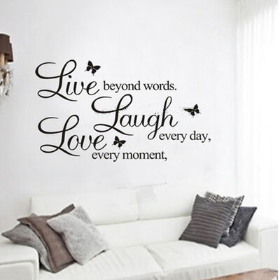 

Live Love Laugh Letters Wall Stickers Removable Environmental PVC Home Decor Transprent Waterproof Vinyl Wall Sticker