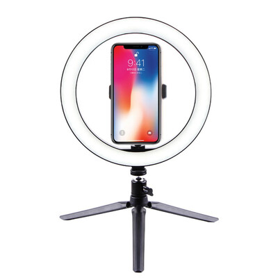 

LED Ring Light With Tripod Stand For Makeup LED Camera Light With Cell Phone Holder Desktop LED Lamp With 3 Light Modes