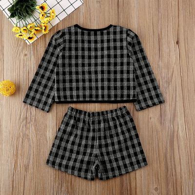 

Kids Newborn Baby Girls Plaid Coat Pants Party Spring Autumn Cotton Clothes