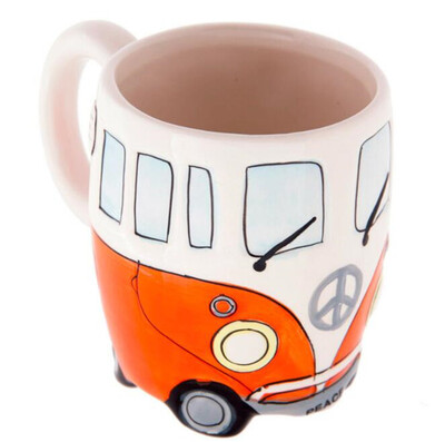 

Gobestart Creative Hand Painting Double Bus Mugs Retro Ceramic Cup Coffee Milk Tea 400ml