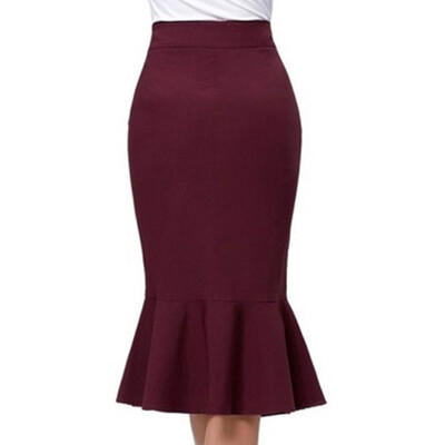 

Autumn And Winter Women Wrapped Pencil Skirt Solid Color Slim Fit Work