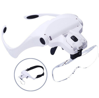 

YIWULAHead Mount Magnifier With 2 Led Professional Jewelers Loupe Light Bracket