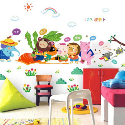 

Cartoon Animal Pattern Wall Stickers Self-Adhesive Removable Peel&Stick Wallpaper Decal Applique Background Decoration