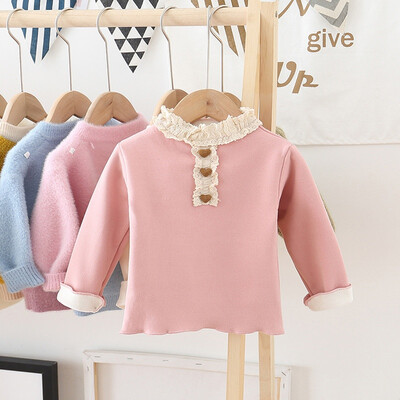 

New Toddler Infant Newborn Kids Baby Girls Princess Outfit Clothes Lace Long Sleeve Tshirt Blouse Casual Plus Velvet Sweet Tops