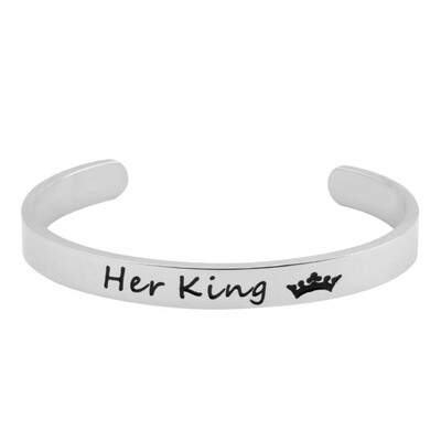 

Her King His Queen Couple Crown Titanium Steel Opening Bracelet Girls Accessories Unisex Bracelet Jewelry Valentines Day Hot Gift