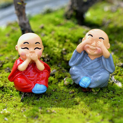 

4PcsSet Colorful Kung fu Monk Miniature Garden Decor Figurines Desktop Succulents Plant Potted Ornaments Accessories