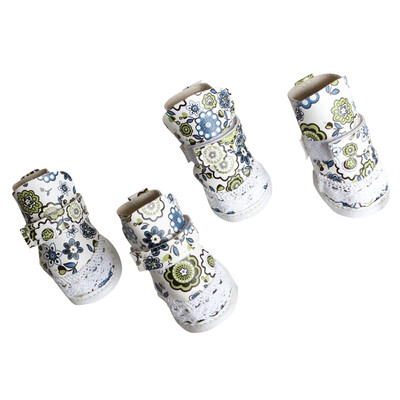 

4 PcsSets Pet Dogs Autumn Winter Foral Breathable Warm Shoes Comfortable Anti-slip Boots for Dogs