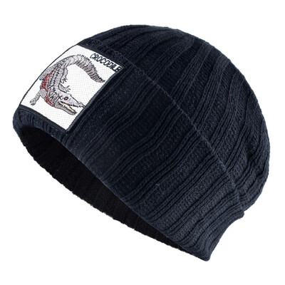 

2019 New Men Women Animal Embroidery Knitted Beanies Winter Warm Caps Soft Wool Hats